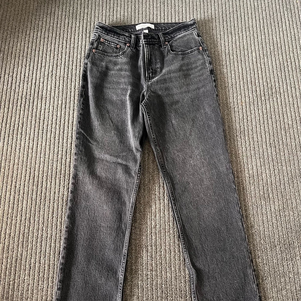 Abercrombie Straight Mid Rise Black Denim Jeans